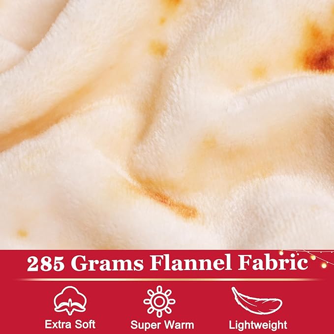 Jorbest Burrito Tortilla Throw Blanket Birthday Gifts for Women Men Teen Boys Girls, Novelty Tortilla Food Blanket Funny Gifts for Adult Kids, 285 GSM Soft Flannel Taco Blanket (Beige, 47 inches)