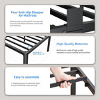 ROIL 4 inch King Size Bed Frame Metal Platform No Box Spring Needed with Round Corner Legs Mattress Stoppers Retainers 3500LBS Heavy Duty Steel Slats Noise-Free
