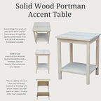 Portman Accent Table Solid Parawood Unfinished Wood 16"W x 14"D x 20"H with Shelf, Small Living Room Furniture for Painting or Staining, Traditional End Table for Bedroom or Entryway