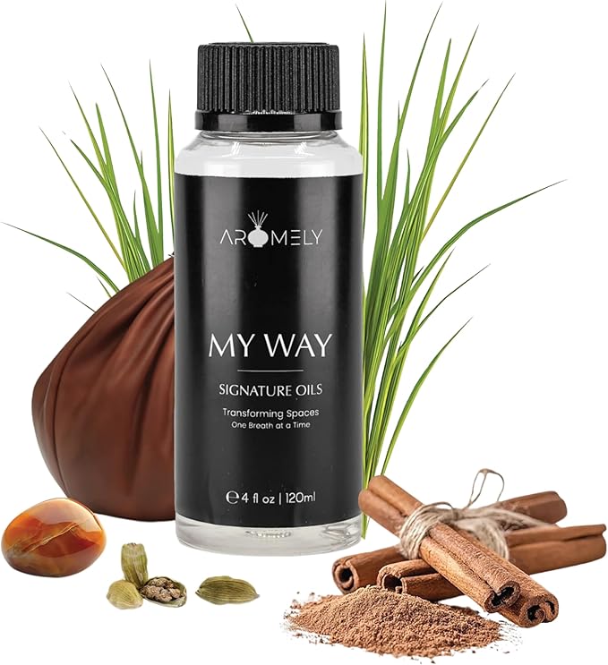 My Way by Aromely Essential Diffuser Oil Blend - Inspired by 1 Hotel® - Luxurious Fragrance with Notes of Leather, Cardamon, Lemon, Cedarwood, Iris and Amber. (120 ML, My Way)