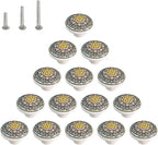 HUAMULAN 15 Pack Boheimian Retro Ceramic Knobs Vintage Dresser Button Shape Mushroom Boho Kitchen Petal Cabinet Pulls Cupboard Wardrobe Drawer Door Handles Glossy