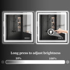 Koonmi 36x36 LED Bathroom Mirror, Backlit + Front Lit, LED Bathroom Mirror with Lights for Wall, 3 Colors, Anti-Fog, Dimmable Brightness, Memory Function, Tempered Glass