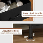 Somdot Tall Dresser for Bedroom with 6 Drawers, Storage Organizer Chest of Drawers with Removable Fabric Bins for Closet Bedside Living Room Laundry Entryway Hallway, Black Rustic Brown
