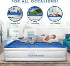 SoundAsleep Products Dream Series Luxury Air Mattress, ComfortCoil Technology, Built-in High Capacity Pump for Home, Camping- Double Height, Adjustable, Inflatable Blow Up, Portable (Twin Size)