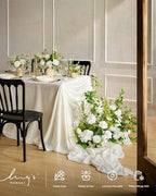 Ling's moment 41.0" Tall Free-Standing Wedding Aisle Artificial Flowers for Ceremony Decor, 2PCS White Walkway Floral Chair Markers, Faux Rose Altar Arch Arrangement Spring Decorations Outdoor