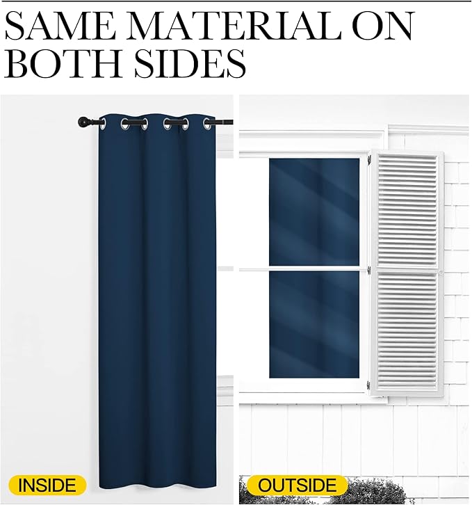 NICETOWN Room Darkening Curtains for Kitchen, Moroccan Blue, Set of 2, 42 inches Wide by 50 inches Long, Window Treatment Thermal Insulated Solid Grommet Room Darkening Curtains/Drapes for Bedroom