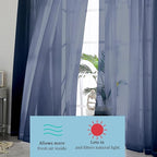 OWENIE Navy Blue Sheer Curtains 90 Inches Long, Solid Light Filtering Sheer Curtains for Bedroom, Window Voile Sheer Curtain Panels/Drapes/Treatment for Living Room, 2Pcs, Each 42" W x 90" L Inch