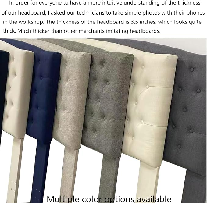24KF Upholstered Tufted Button Linen Fabric Headboard,Comfortable Fashional Headboard King/CA King Size,Dark Gray