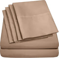 Sweet Home Collection 6 Piece 1500 Supreme Collection Brushed Microfiber Deep Pocket Sheet Set-2 Extra Pillow Cases, Great Value, Split King, Taupe