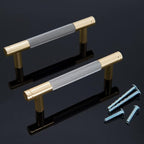 Knurled Cabinet Pulls 2 Pack, 5 Inch Long Cabinet Handles Metal Door Pulls, Kitchen Drawer Pull Knurled Dresser Handles - 3 3/4" Hole to Hole, Grey & Gold