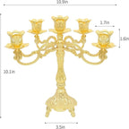Metal Candelabra 5-Candle 10.1 Inch Tall Candle Holder Stick for Home Wedding Event and Party Festival,Gold