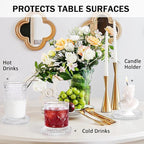 Glass Candle Holders, GOH DODD Set of 8 Crystal Pillar Plates Modern Coasters for Drinks, Centerpiece, Home Decor, Kitchen, Living Room, Patio, Wedding, Halloween, Christmas, Party, Clear
