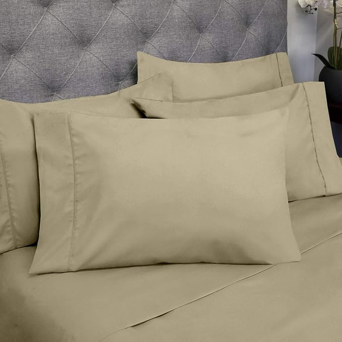 Sweet Home Collection 6 Piece 1500 Supreme Collection Brushed Microfiber Deep Pocket Sheet Set-2 Extra Pillow Cases, Great Value, Split King, Sage