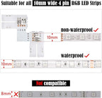 JACKYLED 20Packs L Shape 4-Pin LED Connectors with 22Pcs Clips 10mm for Strip Lights - 10mm 4pin