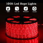 100Ft LED Rope Lights, LED Strip Lights Outdoor Waterproof Decorative Lighting for Indoor/Outdoor, Eaves, Backyards Garden, Halloween and Christmas Decorations(Red)