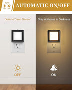 LED Night Light, DORESshop Night Lights Plug Into Wall [4 Pack] with Dusk-to-Dawn Sensor, Dimmable Nightlights, Adjustable Brightness for Bathroom, Hallway, Bedroom,Kids Room,Stairway,Soft White 3000K