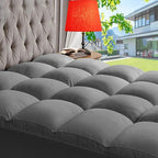 ABENE Mattress Topper Full for Back Pain Relief, Extra Thick Mattress Pad Pillowtop, Soft Mattress Protector Cover with 8"-21" Deep Pocket, Overfilled Down Alternative Filling (Gray, Full)