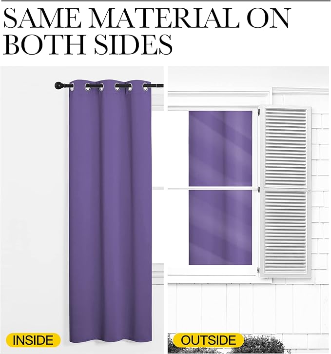NICETOWN Lilac Purple Room Darkening Curtains for Kitchen, Window Treatment Thermal Insulated Solid Grommet Room Darkening Curtains/Drapes for Bedroom (Set of 2, 42 inches Wide by 68 inches Long)