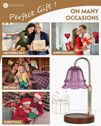 Purple Candle Warmer Lamp with Timer & Dimmer, Adjustable Height Christmas Gifts Birthday Gifts for Women Mom, Flower Candle Lamp Warmer, Wax Warmer with 2 Bulbs, House Warming New House Decorations