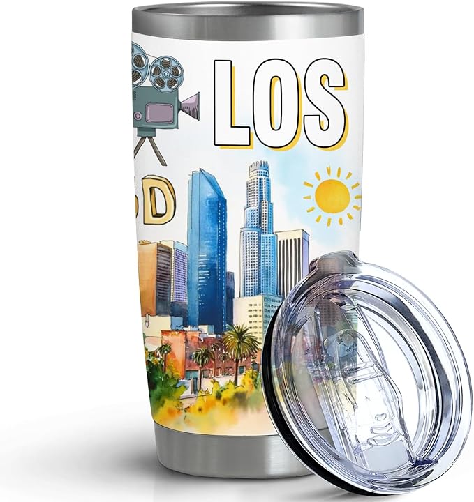 City Travel Mug for City Lover,20oz Double Wall Tumbler Vacuum Insulated Stainless Steel Coffee Cups (Los Angeles)