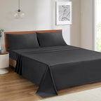 Mejoroom Striped Full Size Sheets – Extra Soft Full Size Bed Sheets - 16inches deep Pocket Full Sheet Set, Breathable, Wrinkle, Fade and Stain Resistant – 4 Piece(02-Black)