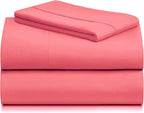 LuxClub 3 PC Sheet Set Bed Sheets Deep Pockets 16" Eco Friendly Wrinkle Free Cooling Machine Washable Hotel Bedding Silky Soft - Vermilion Twin