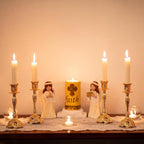 Sziqiqi Gold Candlestick Holders Set of 2 Taper Candle Holders Deluxe Ornate Candle Holders for Shabbat Taper Candles, Candle Centerpiece, Wedding Candles, Christmas Candle 7.4inch