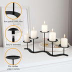 Iron Candle Holder Fireplace: 5 Metal Candelabra Centerpiece Decor - Candle Holder Stand for Candelabra Pillar Candles