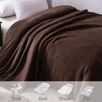 Exclusivo Mezcla Fleece Blanket Twin Size for Bed, Super Soft and Warm, All Season Use, Cozy, Plush, Lightweight, 90x66 Inches, Coffee