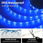 iNextStation 24V Blue LED Strip Light, 32.8ft/10M LED Tape Light SMD2835 600 LEDs Flexible Cuttable LED Light for Bedroom Kitchen Cabinet Bar Festival Home Indoor Decor (No Plug)