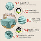 Fleece Blankets for All Season - Premium Lightweight Anti-Static Throw for Queen/Full Size Bed Extra Soft Brush Fabric Warm Sofa Thermal Blanket 90" x 90"(Sage Green)