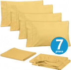 Sweet Home Collection 6 Piece 1500 Supreme Collection Brushed Microfiber Deep Pocket Sheet Set-2 Extra Pillow Cases, Great Value, Split King, Yellow