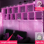 ZSJWL 300 LED Pink Curtain Fairy Lights with Remote, 8 Modes 9.8 × 9.8 Ft Waterproof USB Plug in Copper Wire Lights for Bedroom Window Chrismas Wedding Party