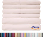 Sweet Home Collection 6 Piece 1500 Supreme Collection Brushed Microfiber Deep Pocket Sheet Set-2 Extra Pillow Cases, Great Value, Split King, Pale Pink