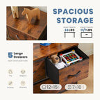 DUMOS Dresser for Bedroom, 5 Storage Drawers, Wide Fabric Closet Chests Organizer Tower Furniture with Wooden Top Metal Frame for Clothes, Guest Room, Living Room, Hallway, Entryway