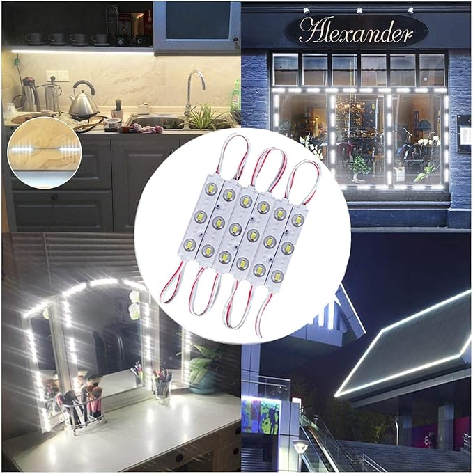 LED Module,Replacement Lights For Inflatables White 20pcs 9.8 Ft 5730 SMD 150LM Per LED Module IP65 Waterproof Christmas Inflatables Light for Letter Sign with Tape Adhesive Backside (White Light)