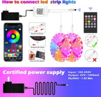 Led Strip Lights,Long Smart Led Light Strips Music Sync 5050 RGB Color Changing Rope Lights,Bluetooth APP/IR Remote/Switch Box Control Led Lights for Bedroom,Home Decoration,Party,Festival (200FT)
