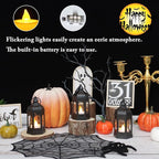 LLQ 8Pcs Mini Lanterns for Centerpiece, Ramadan Decorations, Battery Included, Decorative Candle Lanterns for Indoor, Small Vintage Lantern for Halloween Christmas Wedding Table Decor, Black