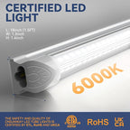CNSUNWAY 1.5FT LED Shop Light, 20W High-Efficiency Under Cabinet Lighting (6000K Cool White), V-Shape T8 Tube Fixtures – 18" Linkable Under Counter Lights for Kitchen, Workbench, Workshop, 2 Pack
