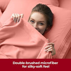 Mellanni Extra Deep California King Sheets - 4 PC Iconic Collection Bedding - Hotel Luxury, Ultra Soft, Cooling Bed Sheets - Wrinkle, Fade, Stain Resistant (Cal King, Coral)