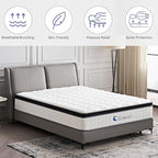 10 Inch Full Size Hybrid Mattress - Medium Firm, Memory Foam & Pocket Springs, Motion Isolation, Edge Support, Pressure Relief, Ships Compressed