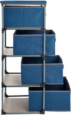 Juvale 4-Tier Tall Dresser with Drawers - 16.5 x 13 x 33 in, Navy Blue - Fabric Storage Drawers & Closet Organizer - Kids Dresser & Bedroom Storage