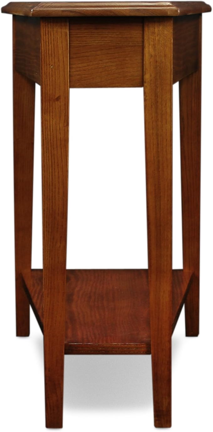 Leick Home 9035-MED Recliner Wedge Table with Shelf, Medium oak, 24 in x 15 in x 24 in