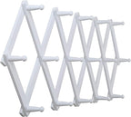 WEBI Accordion Wall Hanger,Expandable Wooden Coat Rack Wall Mounted,Accordion Hat Rack for Wall Rack for Hats,Caps,16 Peg Hooks,White