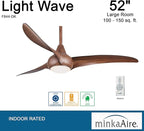 Minka-Aire F844-DK Light Wave 52" Ceiling Fan with LED Light and Remote, Distressed Koa