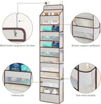 Univivi 6 Tier Over The Door Organizer With 8 Mesh Side Pockets, Bathroom Organizers and Storage Over The Door Organizer For Nursery Baby Essentials (Beige)