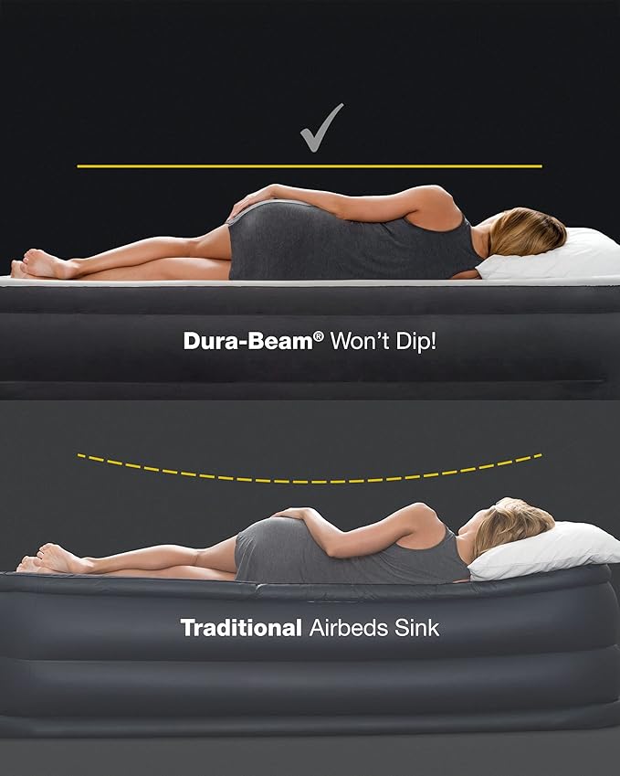 Intex 64108E Dura-Beam Standard Prestige Air Mattress: Fiber-Tech - Full Size - 10in Bed Height - 600lb Weight Capacity - Pump Sold Separately