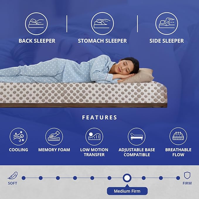ROOST SLEEP 14-Inch Twin XL Mattress with Medium Firm Support, CertiPUR-US Certified, Copper Smart Thermic Cooling Gel Memory Foam for Hot Sleepers, Made in USA