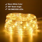 LED Rope Lights, 16ft Warm White Strip Lights, Connectable and Flexible Tape Lights with Fuse Holder, Clear Thick PVC Jacket and High Brightness Advanced LEDs, Waterproof for Indoor Outdoor Use