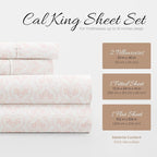 Linen Market Double-Brushed Patterned Microfiber California King Sheet Set 4 Piece – Oeko-TEX Certified Ultra Soft & Wrinkle-Free - 16" Deep Pocket Sheets Easy Care Cal-King Size - Classic in Pink